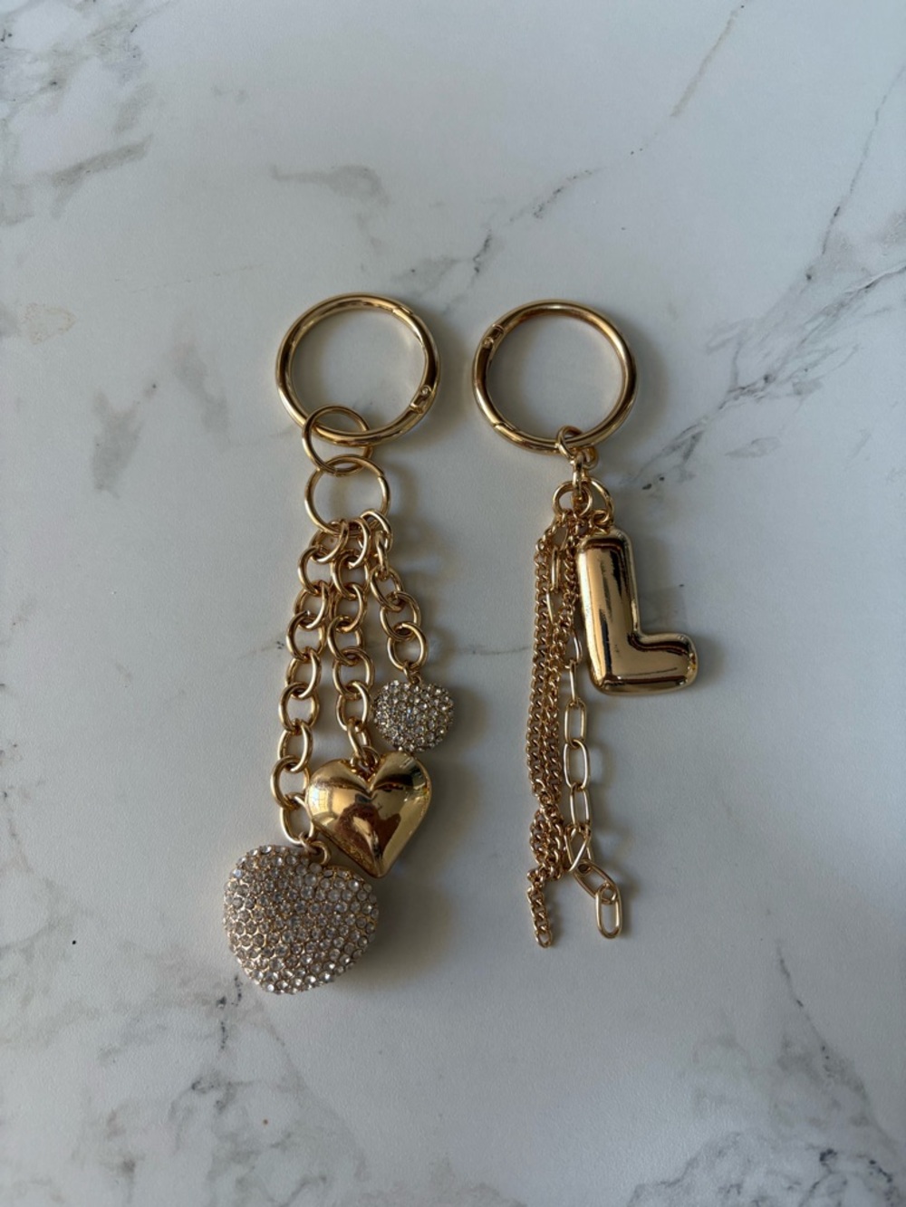 Chelsea28 Gold Heart & 'L' Charm Keychain Duo